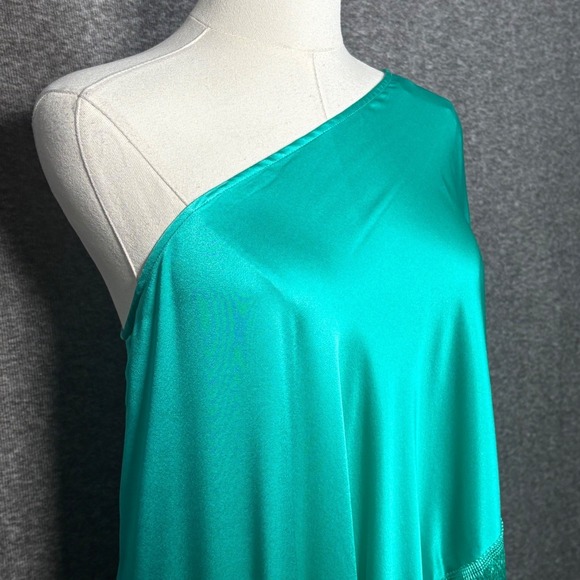 Cult Gaia Ayla Asymmetric One Shoulder Fringe Ebra Green Top Medium - Picture 6 of 13